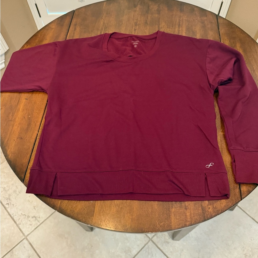 Red Long Sleeve Tee with Crew Neck and Relaxed Fit